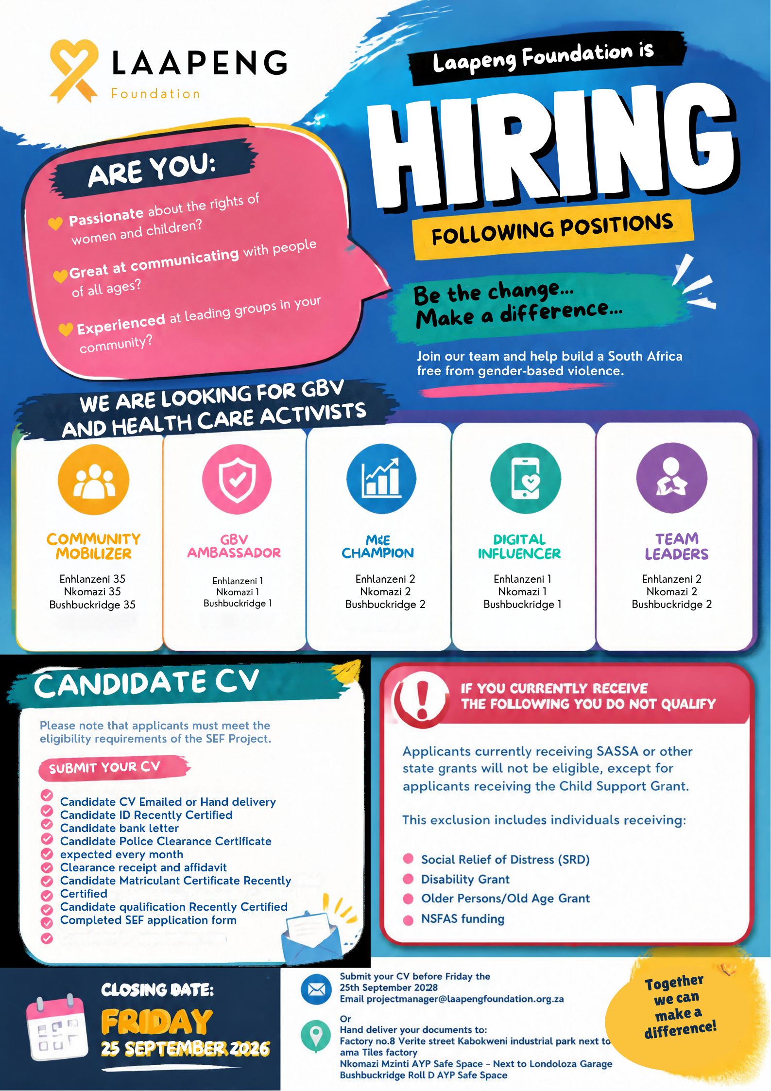 Laapeng Foundation hiring poster